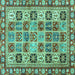 Square Southwestern Turquoise Country Rug, con2622turq