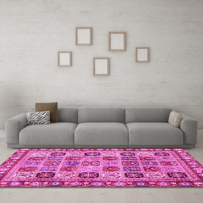 Machine Washable Southwestern Pink Country Rug in a Living Room, wshcon2622pnk