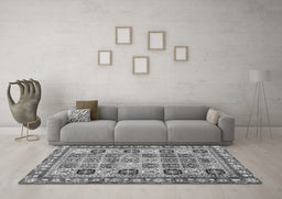 Machine Washable Southwestern Gray Country Rug in a Living Room,, wshcon2622gry