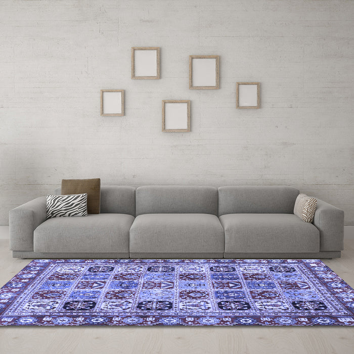 Machine Washable Southwestern Blue Country Rug in a Living Room, wshcon2622blu