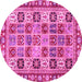 Round Southwestern Pink Country Rug, con2622pnk