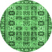 Round Southwestern Emerald Green Country Rug, con2622emgrn