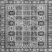 Round Machine Washable Southwestern Gray Country Rug, wshcon2622gry