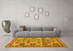 Machine Washable Southwestern Yellow Country Rug in a Living Room, wshcon2622yw