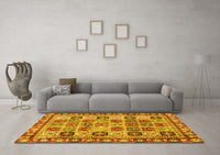 Machine Washable Southwestern Yellow Country Rug, wshcon2622yw