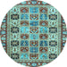 Round Southwestern Light Blue Country Rug, con2622lblu