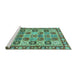 Sideview of Machine Washable Southwestern Turquoise Country Area Rugs, wshcon2622turq