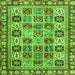 Round Machine Washable Southwestern Green Country Area Rugs, wshcon2622grn