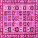 Square Machine Washable Southwestern Pink Country Rug, wshcon2622pnk
