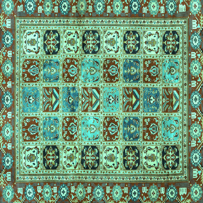 Square Machine Washable Southwestern Turquoise Country Area Rugs, wshcon2622turq