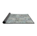 Thickness of Contemporary Gunmetal Gray Patchwork Rug, con2623