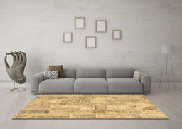 Machine Washable Patchwork Brown Transitional Rug in a Living Room,, wshcon2623brn