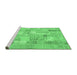 Sideview of Machine Washable Patchwork Emerald Green Transitional Area Rugs, wshcon2623emgrn