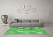 Machine Washable Patchwork Emerald Green Transitional Area Rugs in a Living Room,, wshcon2624emgrn