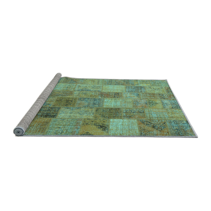 Sideview of Machine Washable Patchwork Light Blue Transitional Rug, wshcon2624lblu