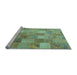 Sideview of Machine Washable Patchwork Light Blue Transitional Rug, wshcon2624lblu