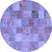 Round Patchwork Blue Transitional Rug, con2624blu