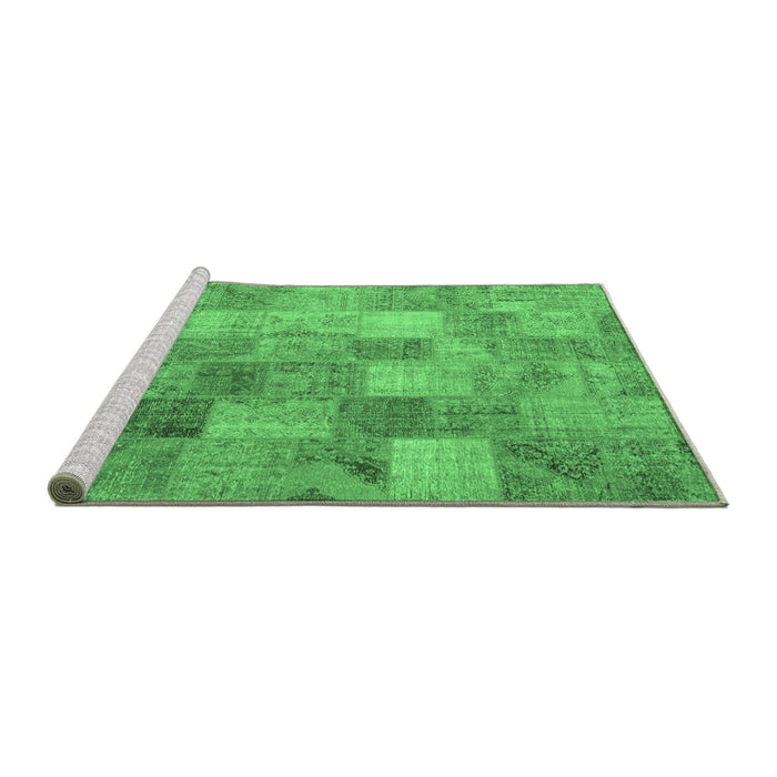 Sideview of Machine Washable Patchwork Emerald Green Transitional Area Rugs, wshcon2624emgrn
