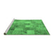 Sideview of Machine Washable Patchwork Emerald Green Transitional Area Rugs, wshcon2624emgrn