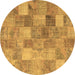 Round Patchwork Brown Transitional Rug, con2624brn