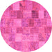 Round Patchwork Pink Transitional Rug, con2624pnk