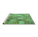 Sideview of Machine Washable Patchwork Turquoise Transitional Area Rugs, wshcon2624turq