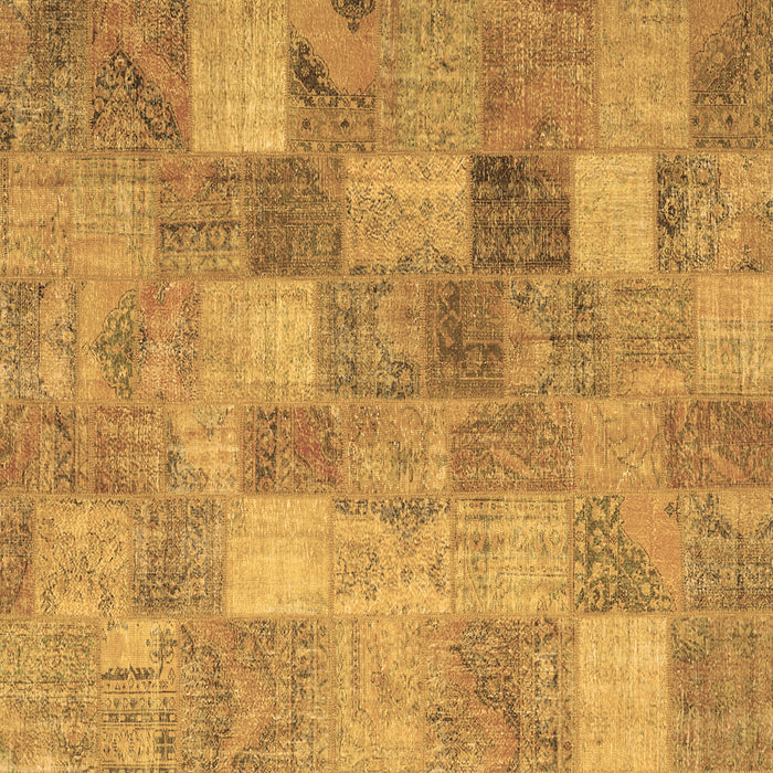 Square Machine Washable Patchwork Brown Transitional Rug, wshcon2624brn