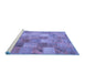 Sideview of Machine Washable Patchwork Blue Transitional Rug, wshcon2624blu