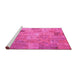 Sideview of Machine Washable Patchwork Pink Transitional Rug, wshcon2625pnk