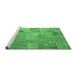 Sideview of Machine Washable Patchwork Emerald Green Transitional Area Rugs, wshcon2625emgrn