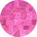 Round Patchwork Pink Transitional Rug, con2625pnk