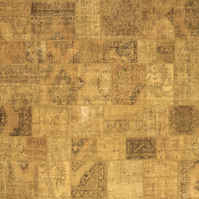 Square Machine Washable Patchwork Brown Transitional Rug, wshcon2625brn