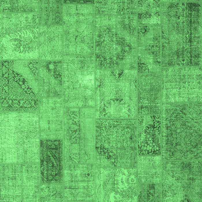 Machine Washable Patchwork Emerald Green Transitional Area Rugs, wshcon2625emgrn