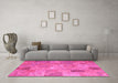 Machine Washable Patchwork Pink Transitional Rug in a Living Room, wshcon2625pnk