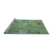 Sideview of Machine Washable Patchwork Light Blue Transitional Rug, wshcon2625lblu