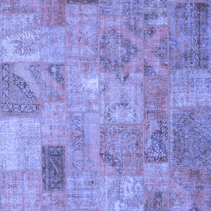 Machine Washable Patchwork Blue Transitional Rug, wshcon2625blu
