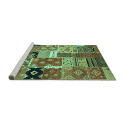 Sideview of Machine Washable Southwestern Turquoise Country Area Rugs, wshcon2626turq