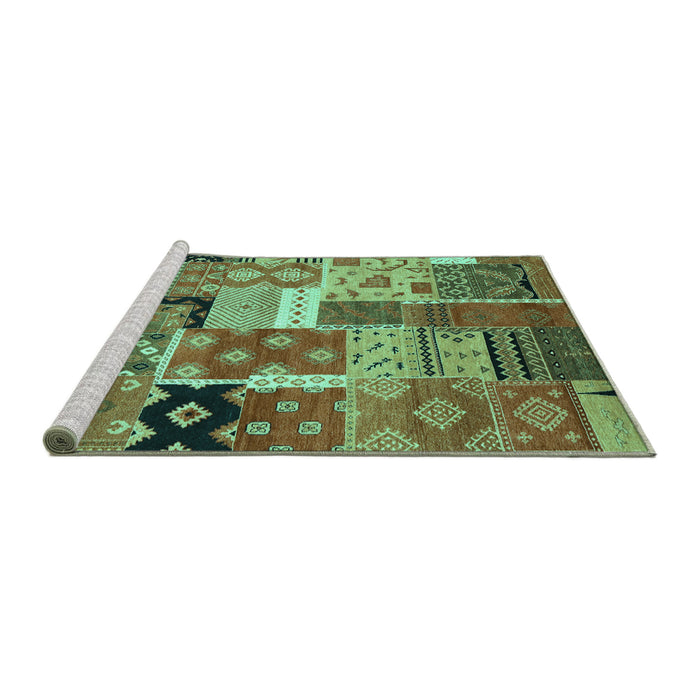 Sideview of Machine Washable Southwestern Turquoise Country Area Rugs, wshcon2626turq