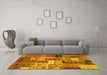 Machine Washable Southwestern Yellow Country Rug in a Living Room, wshcon2626yw