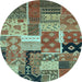 Round Southwestern Light Blue Country Rug, con2626lblu