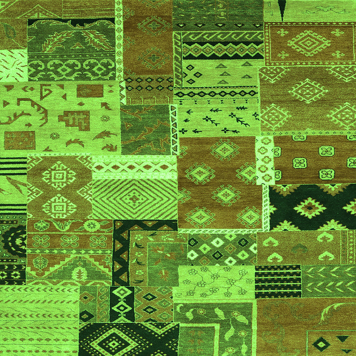 Round Machine Washable Southwestern Green Country Area Rugs, wshcon2626grn