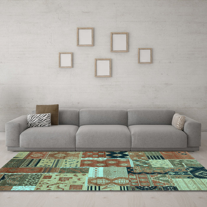 Machine Washable Southwestern Light Blue Country Rug in a Living Room, wshcon2626lblu