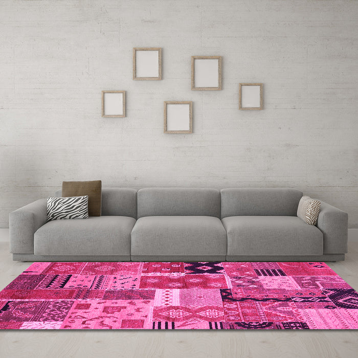 Machine Washable Southwestern Pink Country Rug in a Living Room, wshcon2626pnk