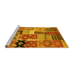 Sideview of Machine Washable Southwestern Yellow Country Rug, wshcon2626yw