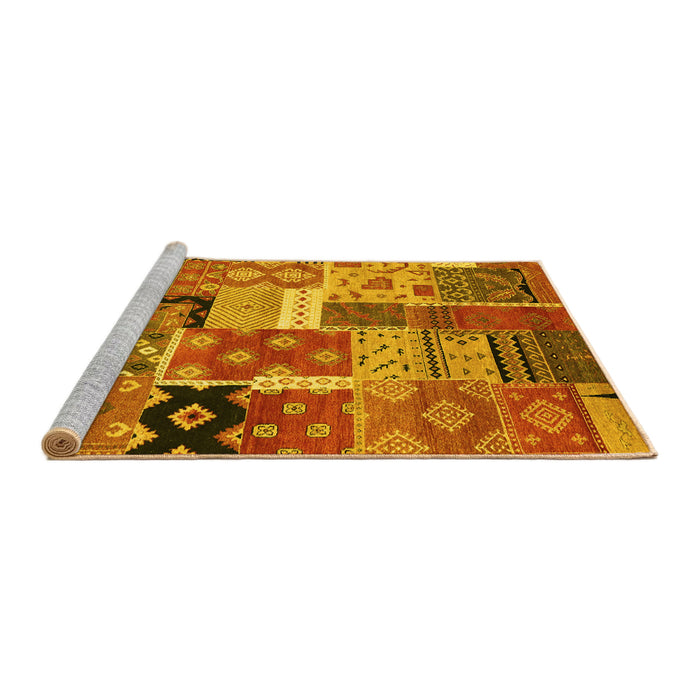 Sideview of Machine Washable Southwestern Yellow Country Rug, wshcon2626yw