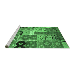 Sideview of Machine Washable Southwestern Emerald Green Country Area Rugs, wshcon2626emgrn