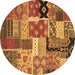 Round Southwestern Brown Country Rug, con2626brn