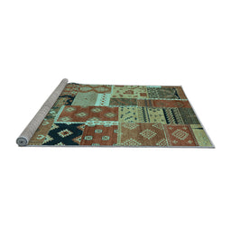 Sideview of Machine Washable Southwestern Light Blue Country Rug, wshcon2626lblu