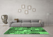 Machine Washable Southwestern Emerald Green Country Area Rugs in a Living Room,, wshcon2626emgrn