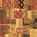 Square Southwestern Brown Country Rug, con2626brn